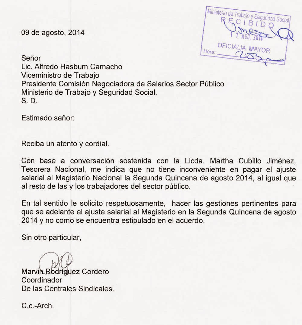 Modelo Carta Solicitud Aumento Salarial Reverasite